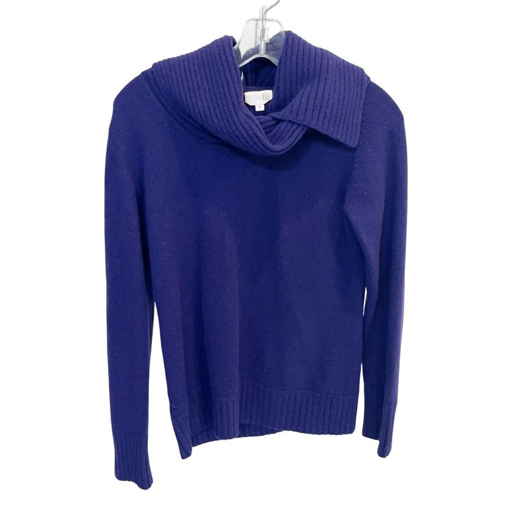 TSE Purple Cashmere Pullover Sweater Foldover Collar Shawl - Size Medium‎
